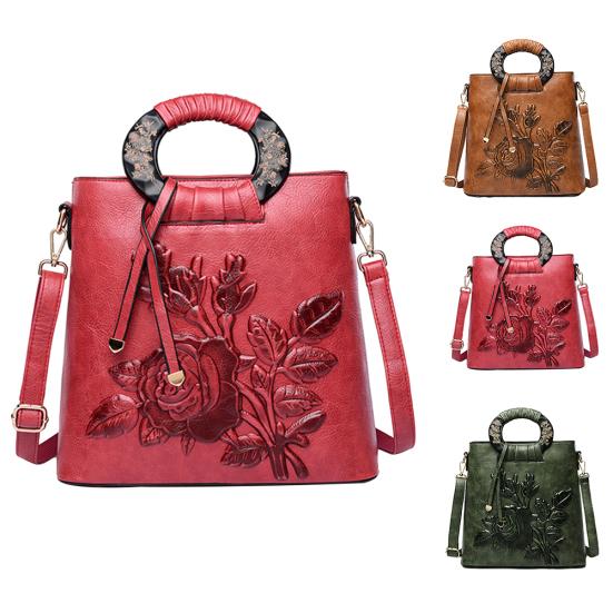 

Женская сумка через плечо с китайским цветочным принтом и ручкой из искусственной кожи