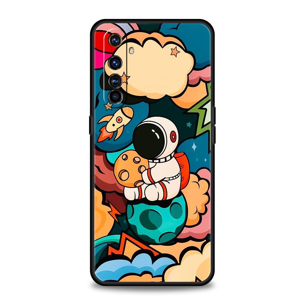 Cartoon Cute Cosmonaut Case For Realme C67 C63 C55 C53 C35 C25 C21 GT 2 3 5 6 10 11 12 13 Pro Plus 5G Soft TPU Phone Cover Capas