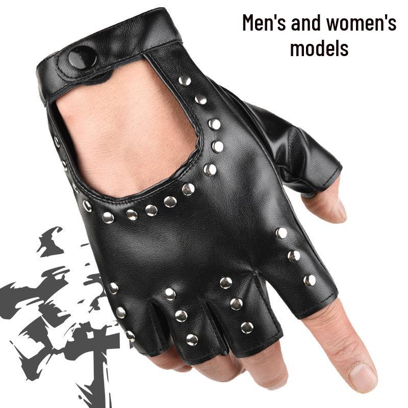 Unisex Fingerless Rivet Gloves for Street Dance, Breakdance, and Hip Hop Performances