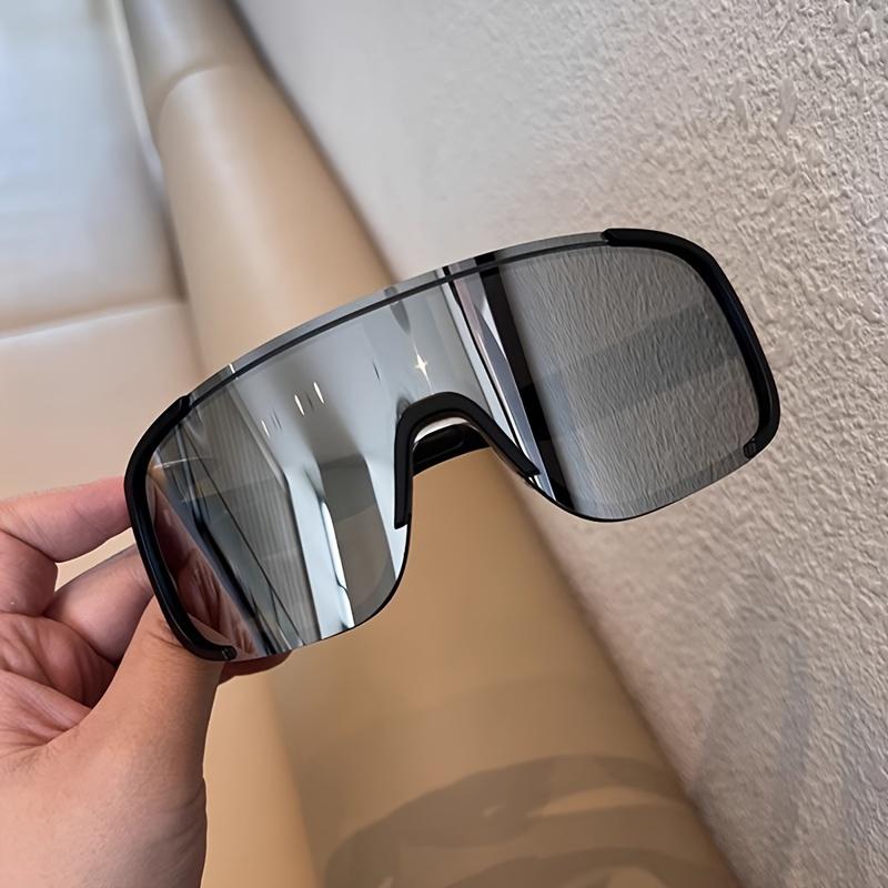 3PCS Y2K style sports style fashionable glasses with white water silver lenses and mirror large frame windproof glasses