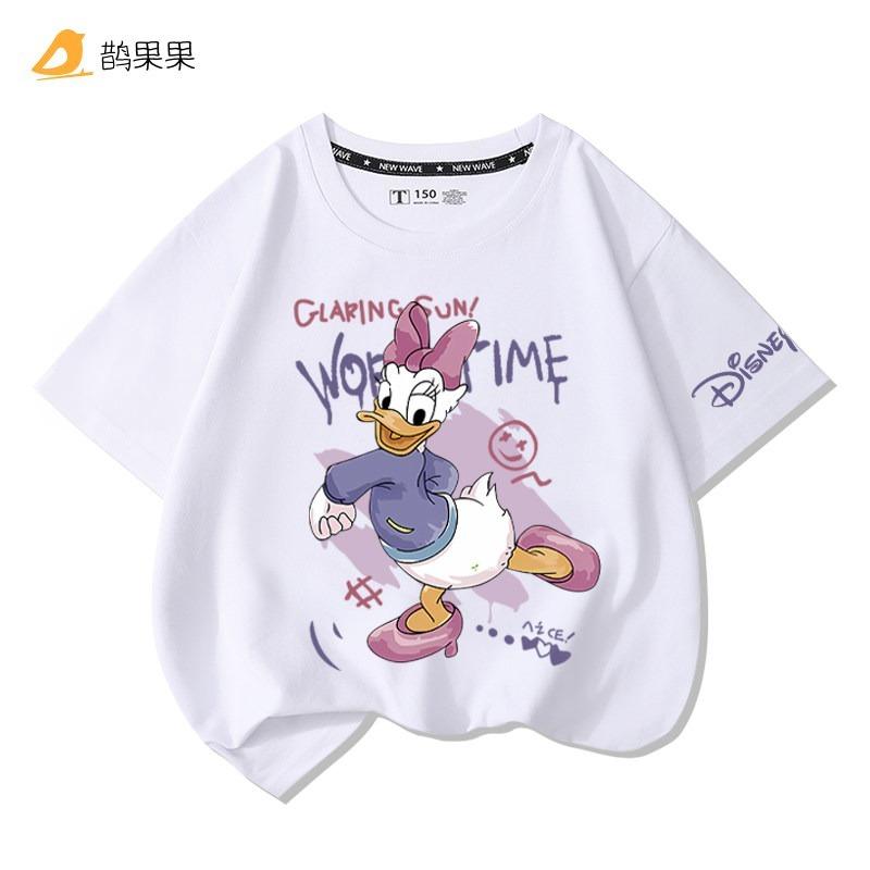 

Детская летняя футболка с принтом Disney, повседневный свободный топ с коротким рукавом для мальчиков и девочек 100