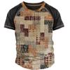 Vintage T Shirt For Men 3d Patchwork Print T-Shirt Oversized Casual Short Sleeved Summer Streetwear Man Clothing O-neck Tees Top
