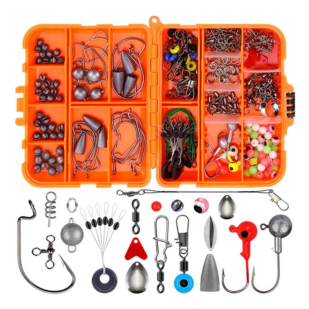 Outdoor-Angelzubehör-Set 258 Stück/Box Angelgerät enthalten Zange Haken Gewichte Bleie Wirbel Perlen Ausrüstung und Zubehör 260319