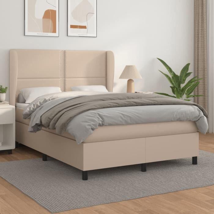 3143200 vidaXL Lit à sommier tapissier et matelas Gris foncé 140x190cm Velours