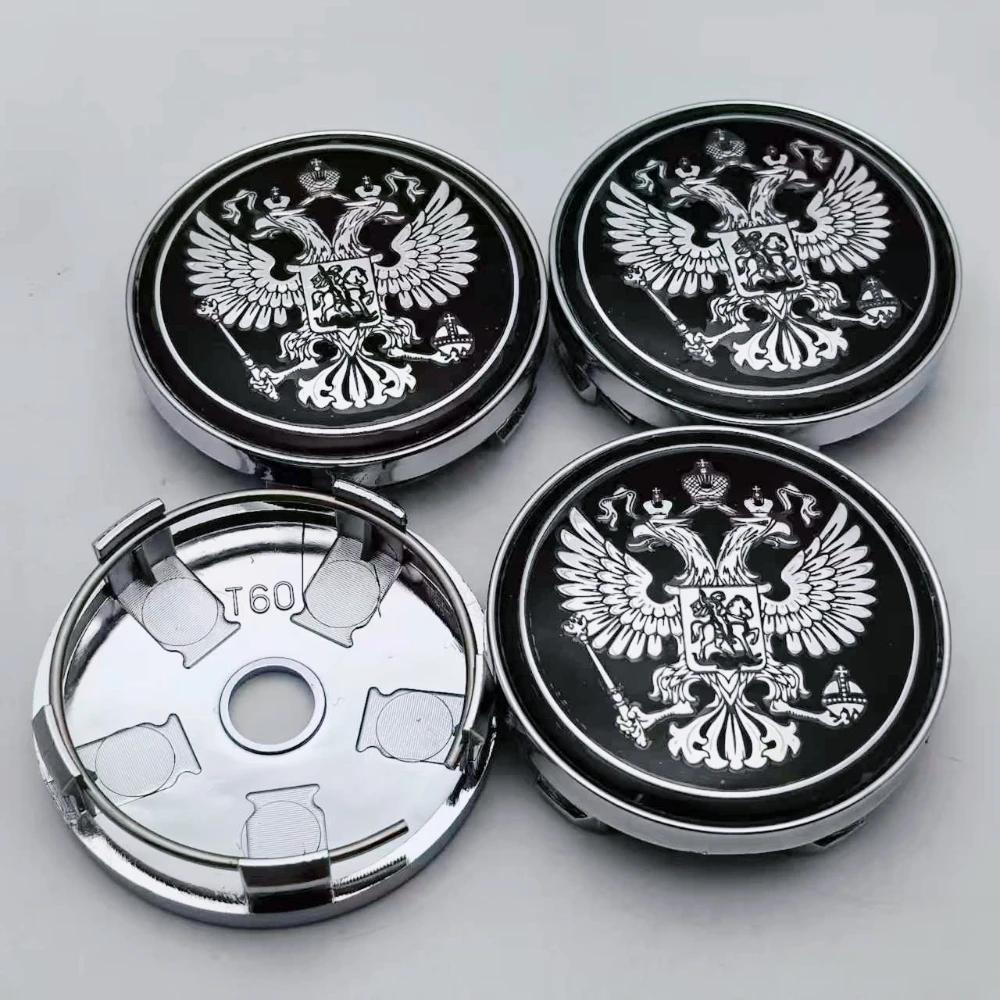 4pcs Russian Coat of Arms Logo Emblem Car Wheel Center Caps O.D 60MM 56MM Wheels Hub Cap Rim Hubcaps Dust Cover Car Accessories