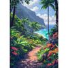 Hawaii Pixel Art Travel Landscape Poster Flower Island Sand Beach Sky Scenery Canvas Painting Room Home Wall Decor Mural