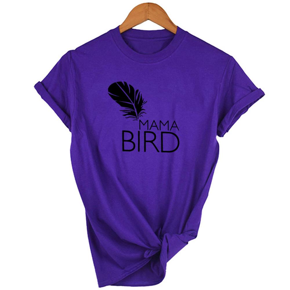 Mama Bird Print Mom Life T Shirt Round Neck Summer Aesthetic Vintage Tops Tumblr Female Clothes