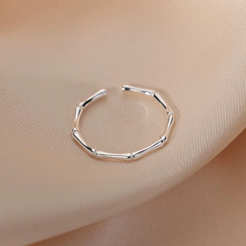 Sterling Silver Bamboo Joint Ring: Simple, Luxurious, Open Design in Chinese Style