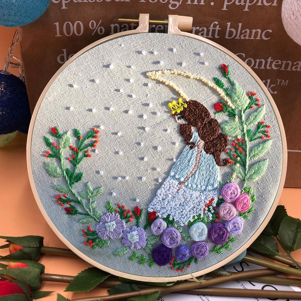 1pc Fairy and Flower Pattern DIY Embroidery Kit for Beginners