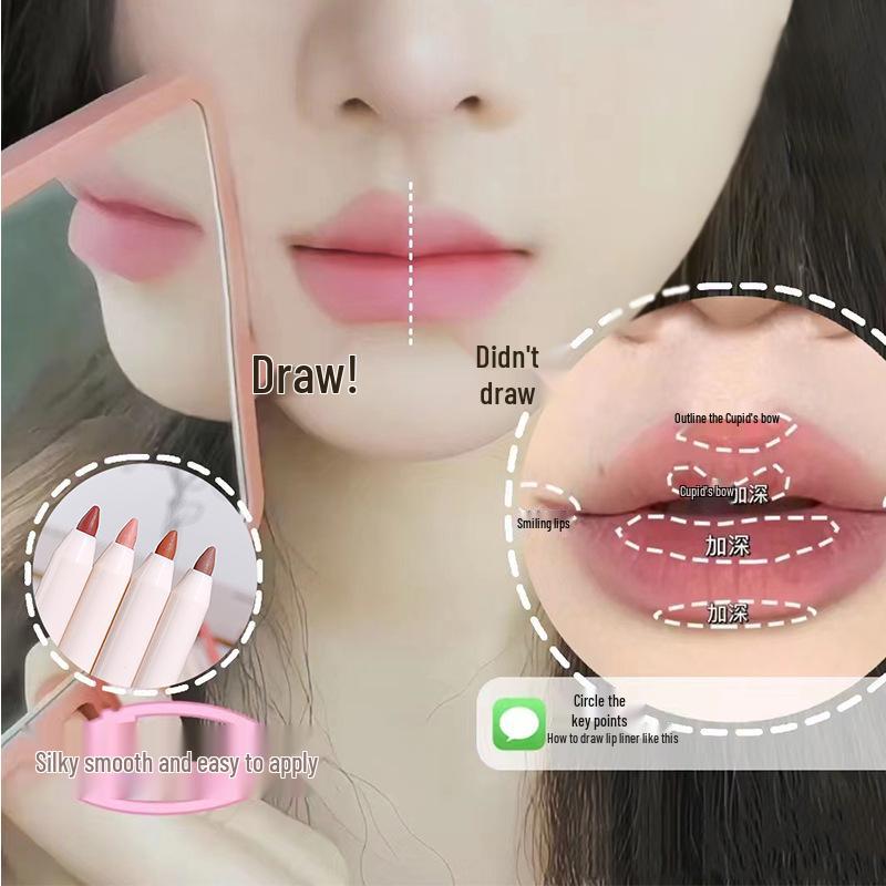 xixi Sweet Dimple Matte Nude Lip Liner & Lipstick Pen with Sharpener