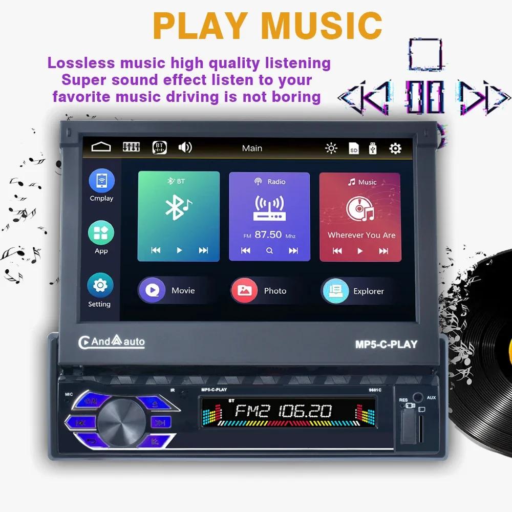 TOYOUSONIC 7 Inch Car Radio Retractable Screen Universal Multimedia Video Player CarPlay Android Auto USB BT 1 Din MP5 Stereo