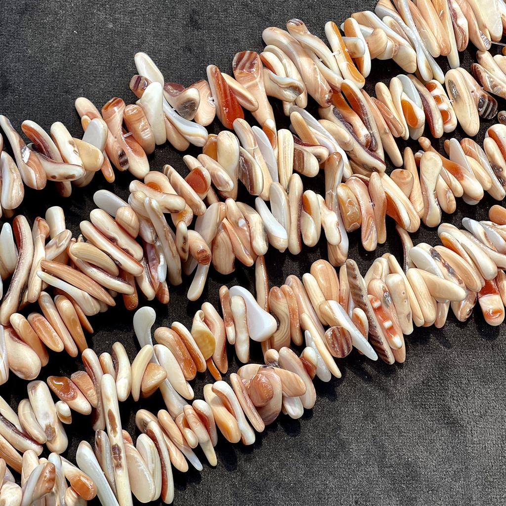 1 Strand Natural Cowrie Conch Shell Irregular Stick Beads 5×25mm 38cm Natural Red Stripe Sea Shell Loose Beads For DIY Necklace Jewelry