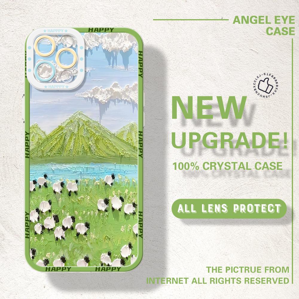 For iPhone 16 Pro Max 15 14 13 Pro Max Samsung S23 FE S24 Plus S24 Ultra A25 A34 A54 Oil-Painting Landscape Full Camera Protect Soft Phone Casing