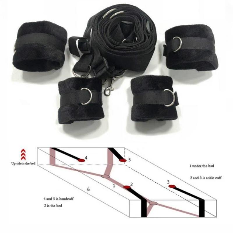 Bed BDSM Bondage Restraint Strap System Adults Wrists & Ankle Cuffs Erotic Sex Toy for Woman Couples Slave