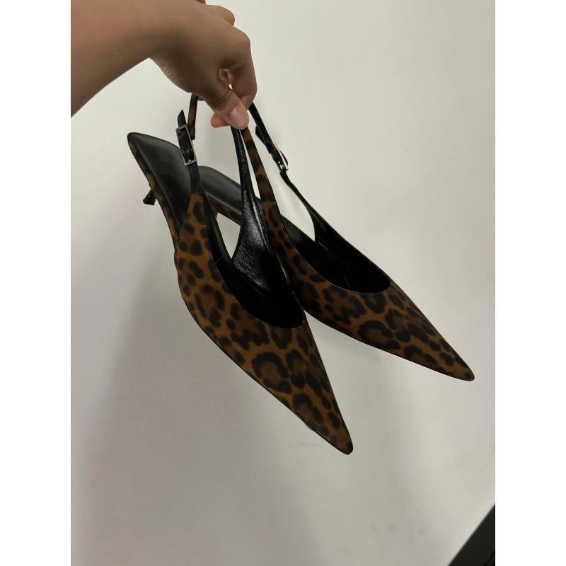 

Версия из коровьей кожи~ Туфли с леопардовым принтом, босоножки на высоком каблуке с закрытым носком, женские остроносые туфли на высоком каблуке, маленькие босоножки, сандалии 40