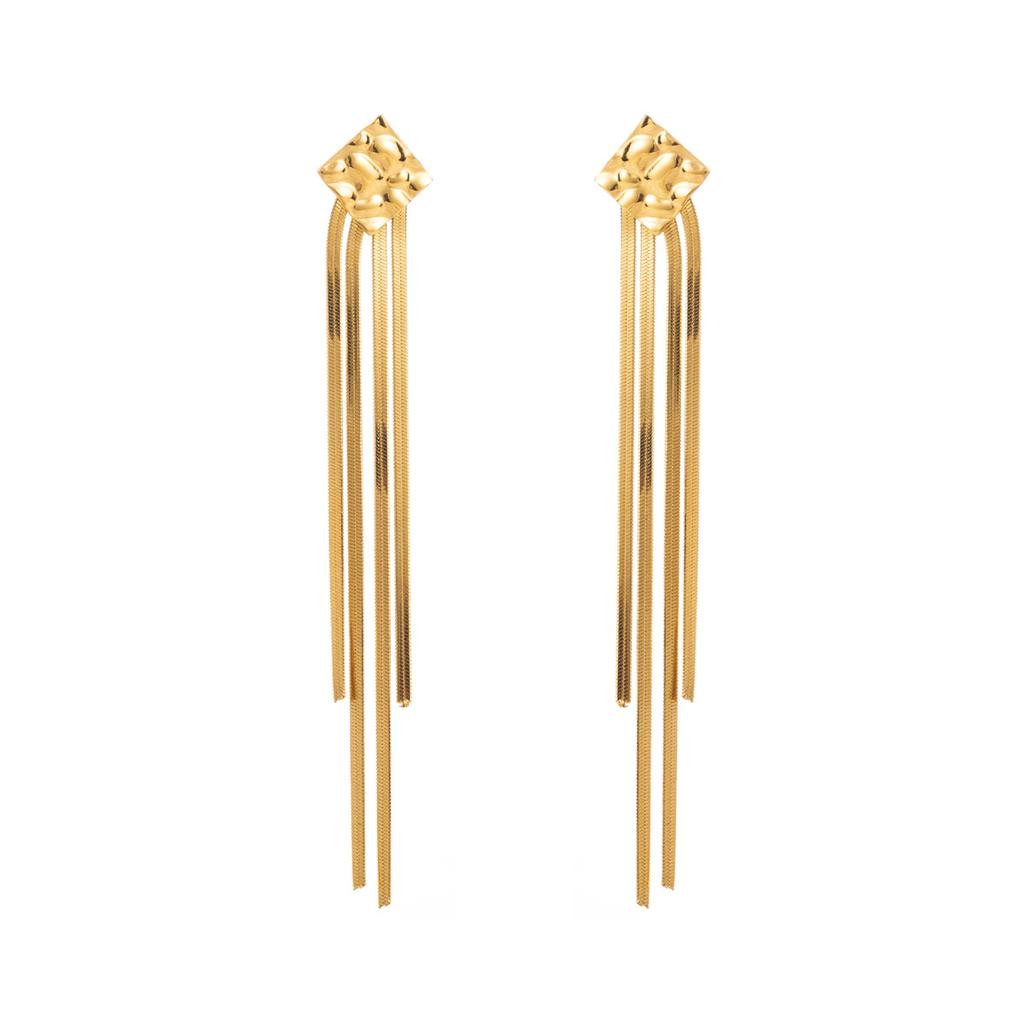 Übertriebene lange Quastenohrringe aus Edelstahl, modische und trendige lange Ohrringe für Frauen