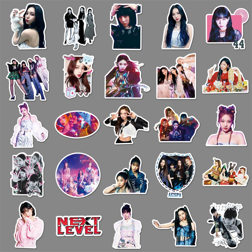 Aespa Stickers Set: 100 Waterproof Korean Girl Group Star Decals for DIY Projects, Phone Cases, Suitcases, & Teacups