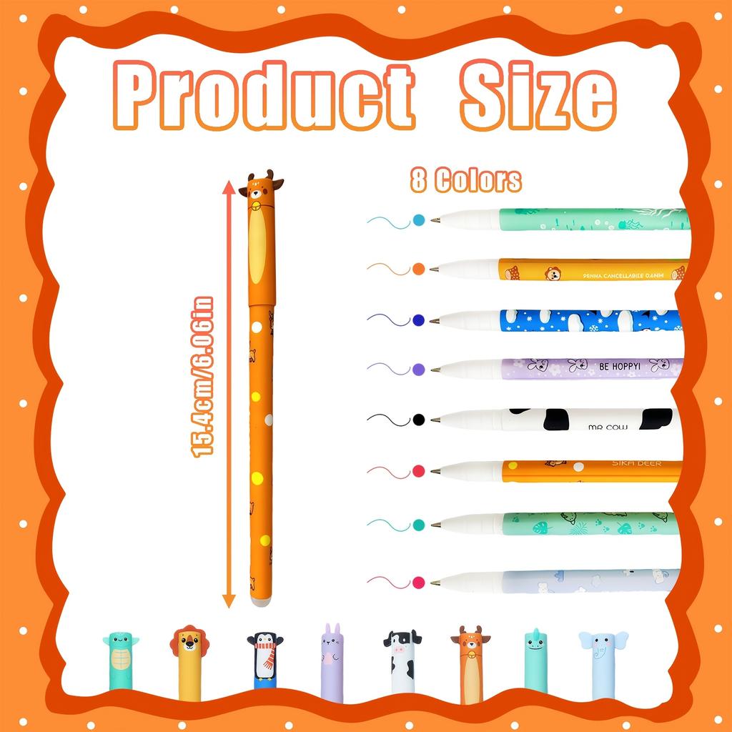 5/10pcs Cute Animal Erasable Pens, Animal Theme Writing Pens - Smooth Writing, Easy To Erase, Stylish Design,Gel Pens