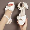 Fashion Buckle Strap 2025 Sandals Comfort Shoes for Women Square Toe Block Heels Large Size Suit Female Beige New Fashion Chunky Girls