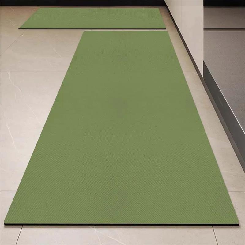Black PVC Floor Mat for Kitchen, Waterproof, Oil-proof, Leather Carpet, Non-slip Area, Long Rugs, Monochromatic, Fit for Kitchen