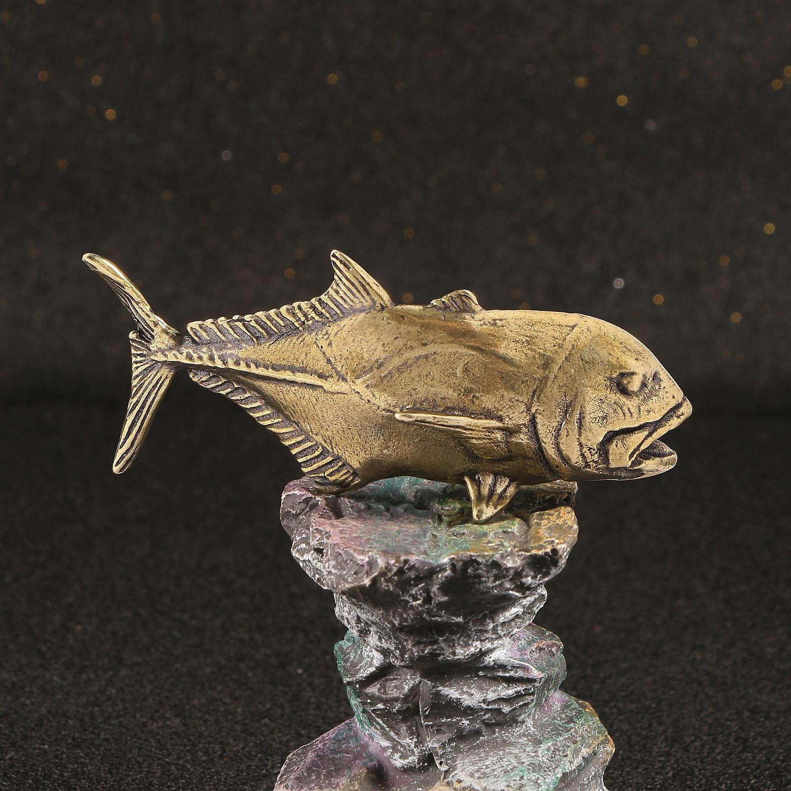 

Латунная статуэтка Скульптура морского животного Реалистичная Портативная Миниатюрная фигурка Настольное украшение для Чайной комнаты