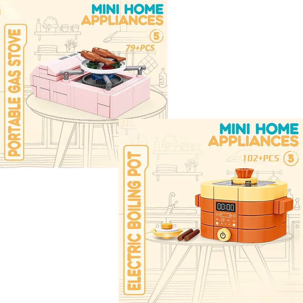Pretend Play Home Appliance Building Blocks Kids Toys Birthday and Holiday Gift Mini Appliances Set Including Fan Computer Stove
