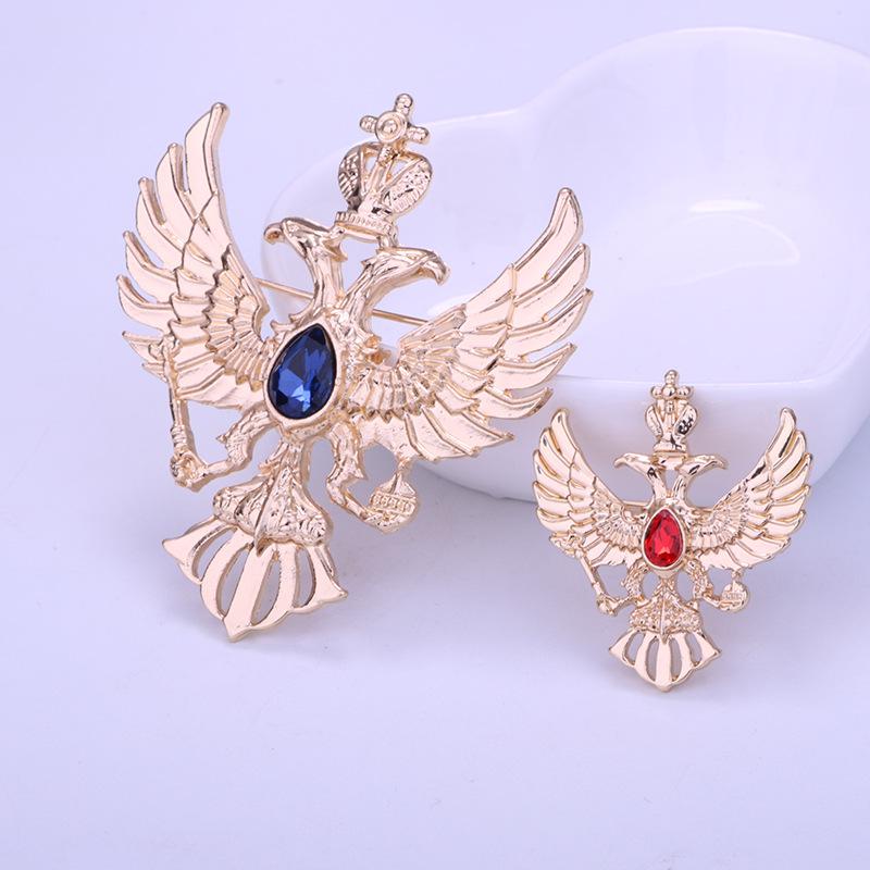 Men's Russian Double-Headed Eagle Crown Brooch - Suit Jacket Pin Emblem