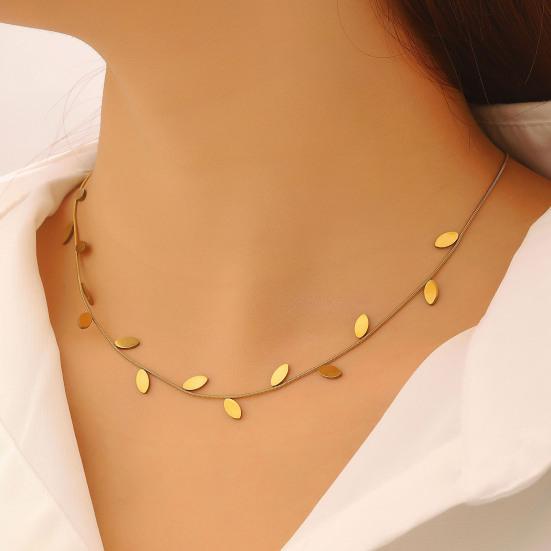 Jewelry Set French Style Leaf Design Adjustable Length Stainless Steel Necklace Mitt Bracelet Forest Theme Jewelry Accessories