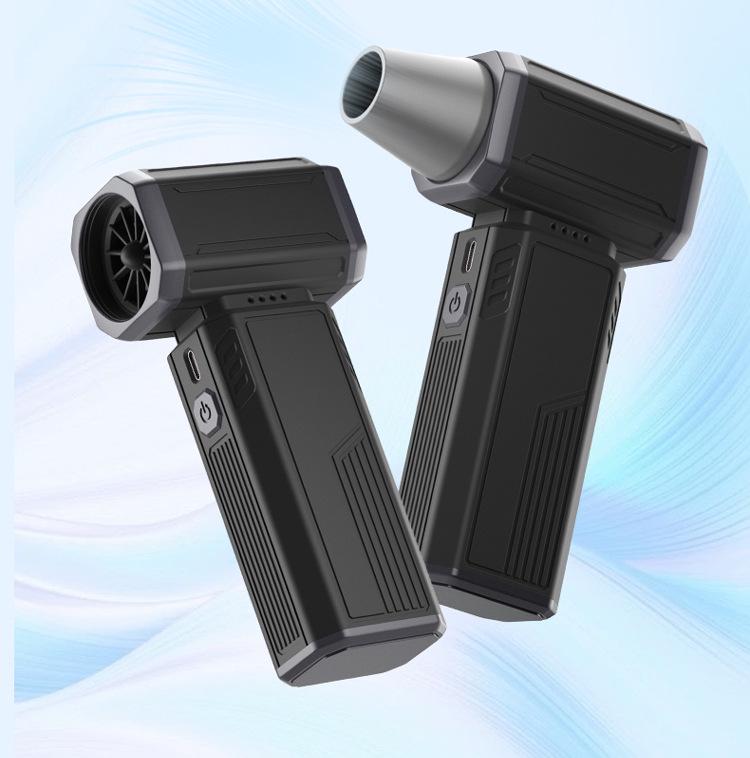 High-Speed Brushless Motor Fan for Snow and Dust Removal - Handheld, Lithium Battery-Powered for Outdoor and Gaming Use.