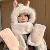 2/3Pcs Cute Scarf Hat Glove for Women Thickened Cartoon Plush Hat Furry Scarf Cap Set  Riding