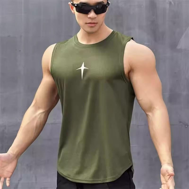 Summer Sleeveless Vest Outdoor Sport Tank Top Running Fitness Undershirt Quick Drying Round Neck Gym T-shirt Men Breathable Tops