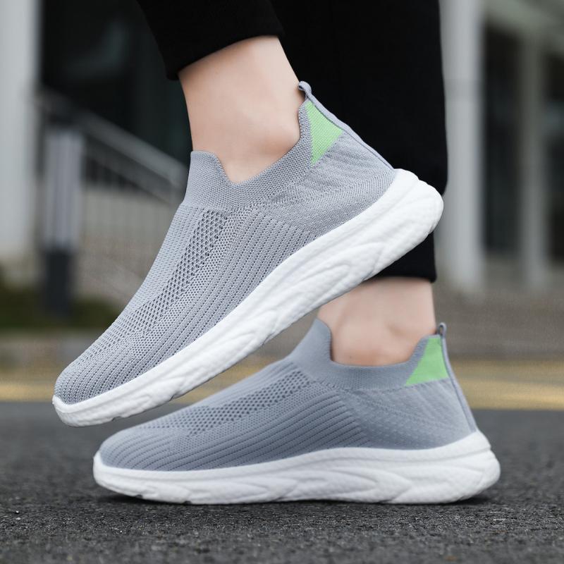 Men's Fly-woven Mesh Casual Sneakers Unisex Slip on Soft Sole Light Running Sports Shoes Chunky Hiking Casuals Zapatillas Hombre