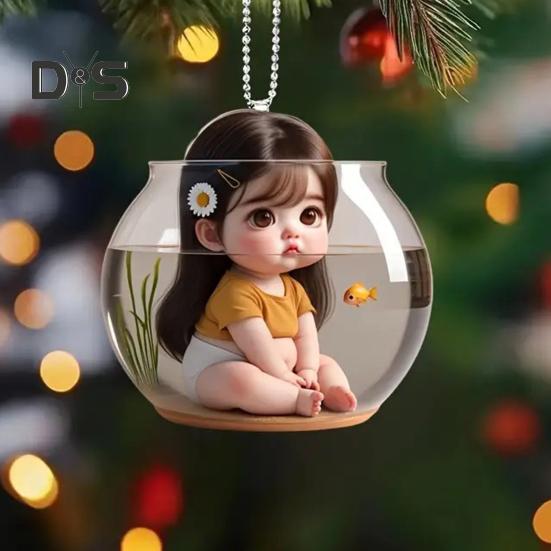 Cute Little Girl Pendant Hanging Ornament with Lanyard Easy To Hang Versatile Novelty Rearview Mirror Decoration