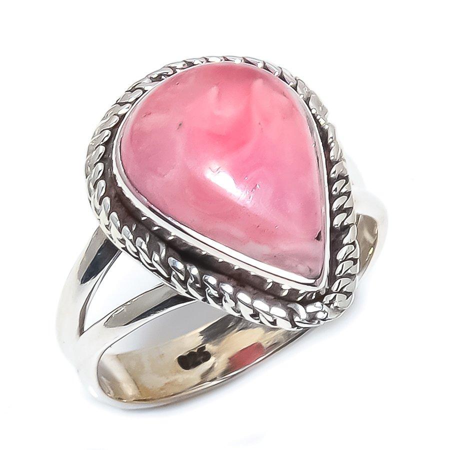 Natural Rhodochrosite Gemstone Handmade 925 Sterling Silver Gift Ring S.9 M2J19