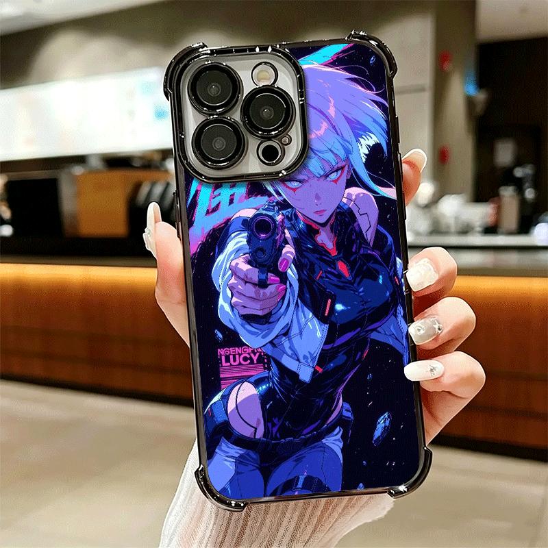 E-Edgerunners Anime Lucy Soft Phone Case For iPhone 15 16 17 Air 14 Pro Max 16E Plus 13 12 Mini Plating Anti-Fall Fundas