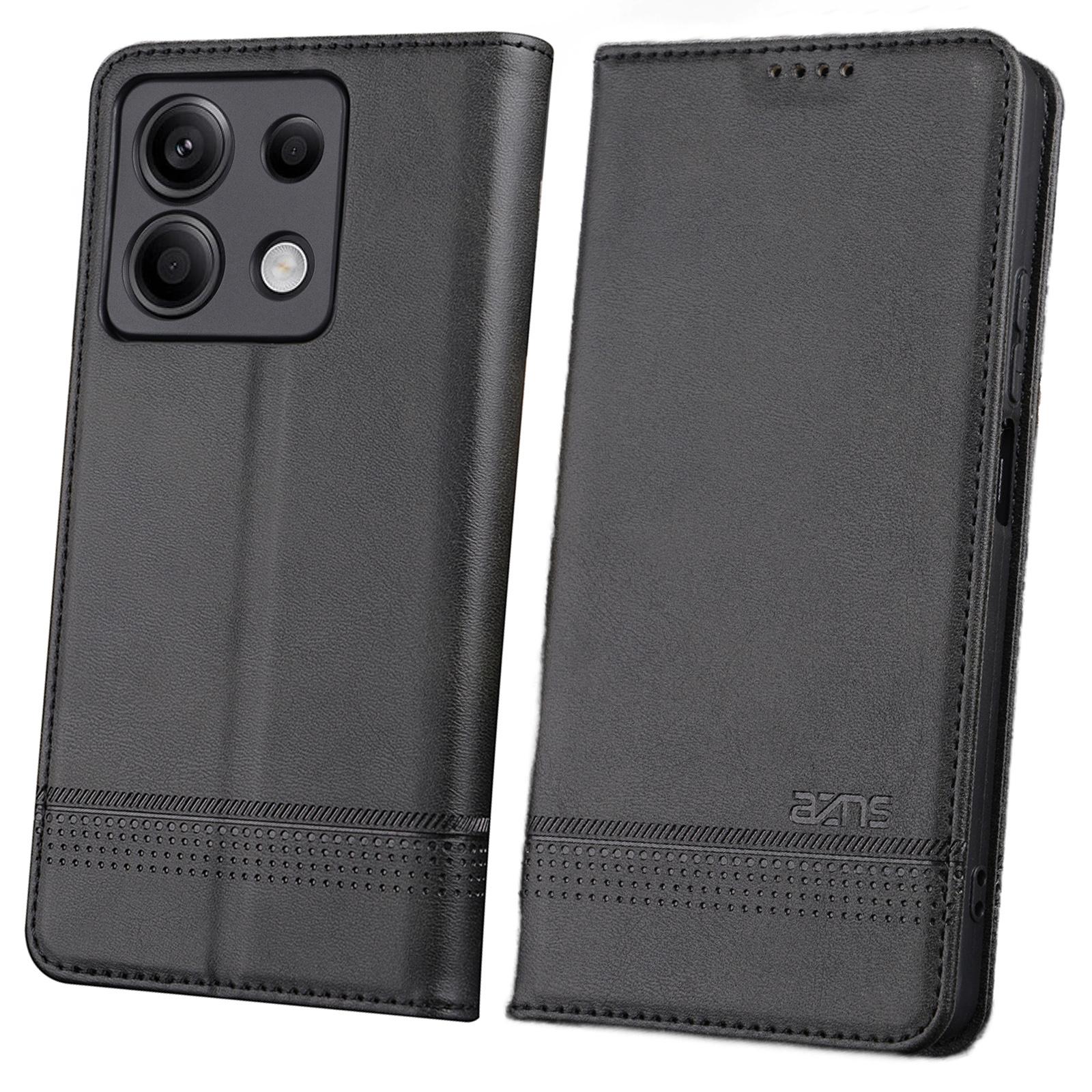 

AZNS For Xiaomi Redmi Note 13 Pro 5G/Poco X6 5G Case Leather Cowhide Texture Phone Cover Black