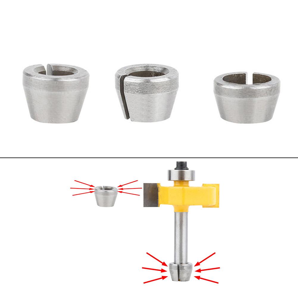 3pcs Collet Chuck 6mm 6 35mm 8mm for Trimming Machine and Electric Router Chuck Conversion Carbon Steel Material