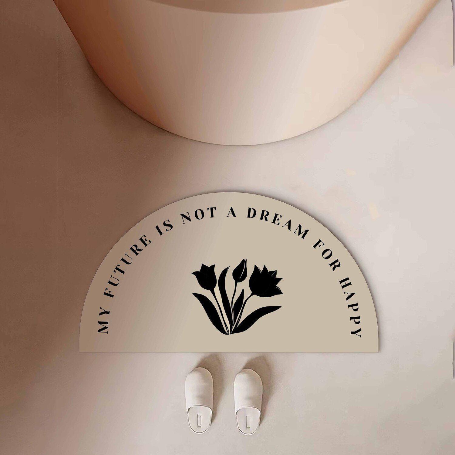 

Тюльпан Лилия Полукруг Впитывающий воду Коврик для ванной Мягкая грязь Дверь туалета Нескользящий Коврик для ног Быстросохнущий Дверной коврик 40X60cm 15.7X23.6in