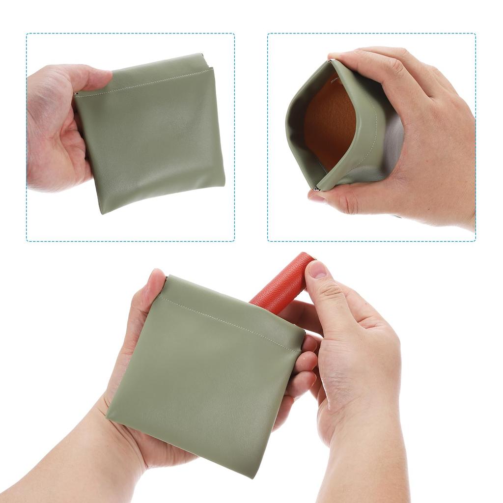 PATIKIL Pocket Cosmetic Set of Waterproof Mini PU Leather Makeup Bags for Travel Toiletry Bag with Coin No Easy to Green Bags, 4, 5x5" Women, Pouch,