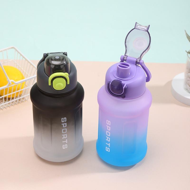 2026 Portable 1300ml Large Capacity Gradient Color Water Bottle Frosted Cup Plastic Straw Cup Sports Drinking Water Tool