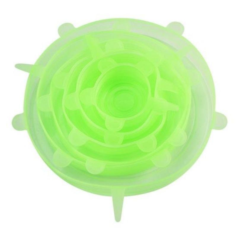 

6 шт. силиконовые крышки для пищевых продуктов, крышки для чаш, кухонные гаджеты, высокая стабильность, пыленепроницаемость, свежесть, пищевой класс, многофункциональные, гибкие зелёный