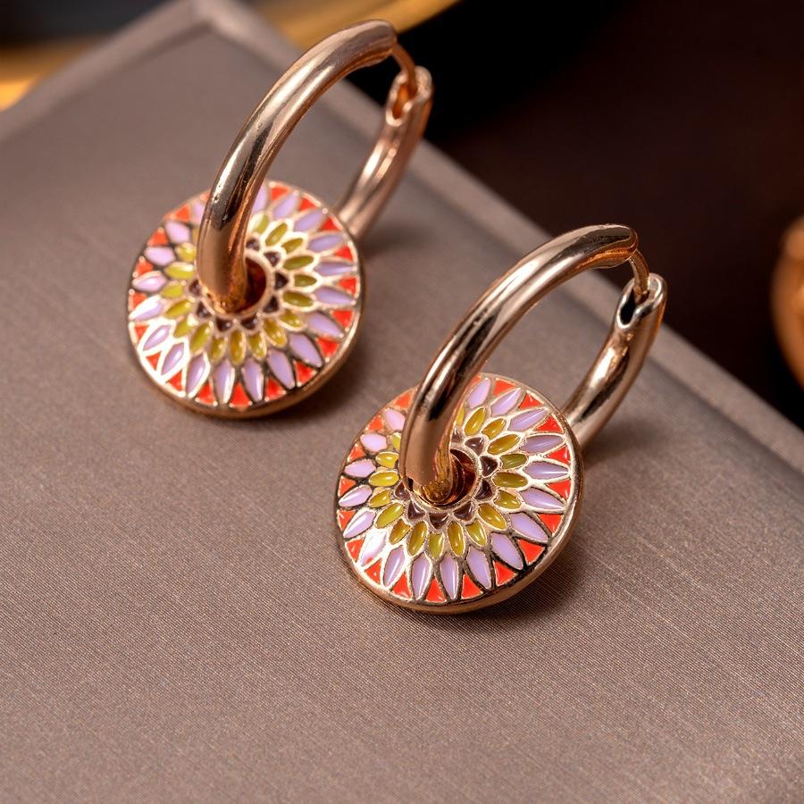 Drip oil color matching pattern design trendy exquisite jewelry set