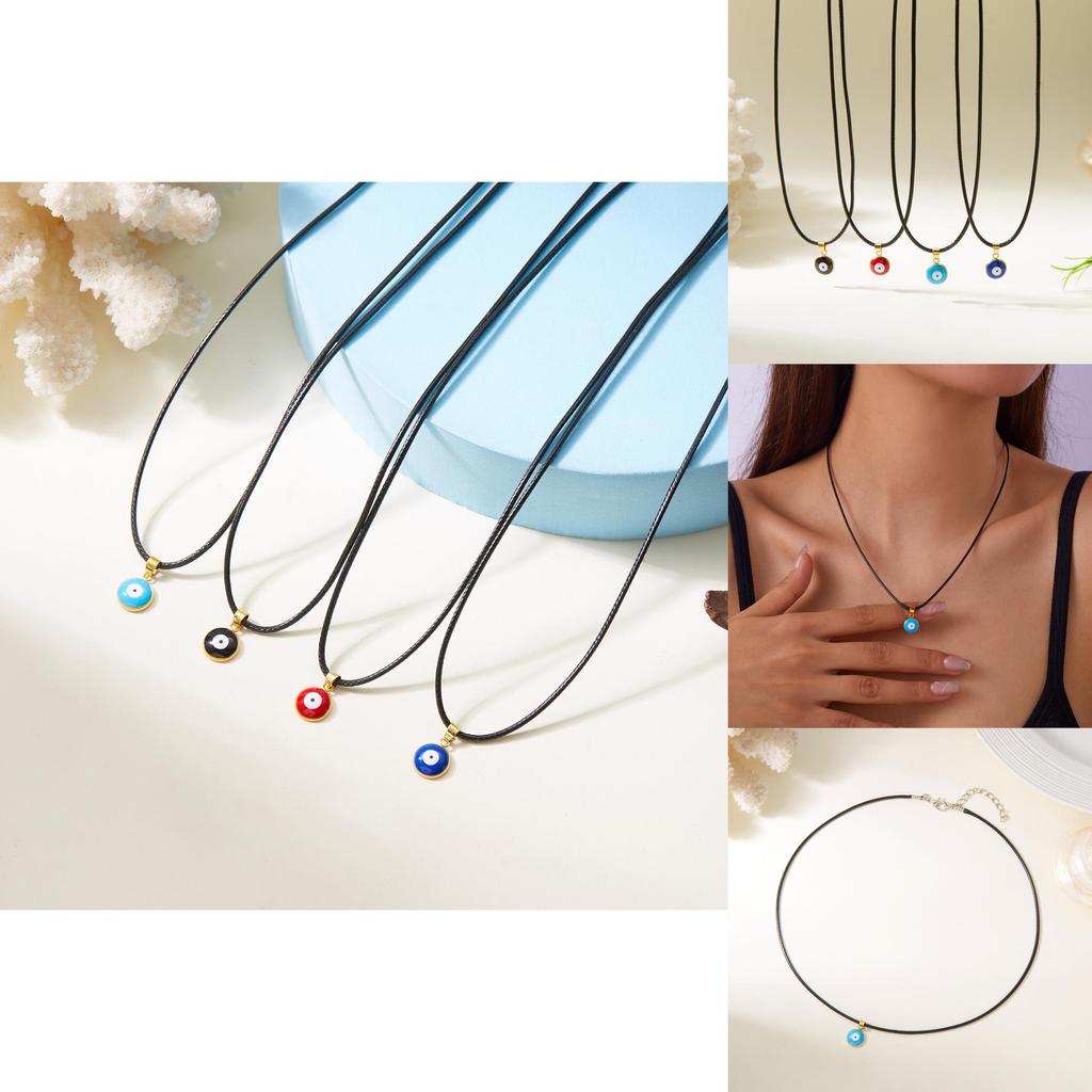 Creative Demon Eye Necklace With Leather Cord For Fashion Girls