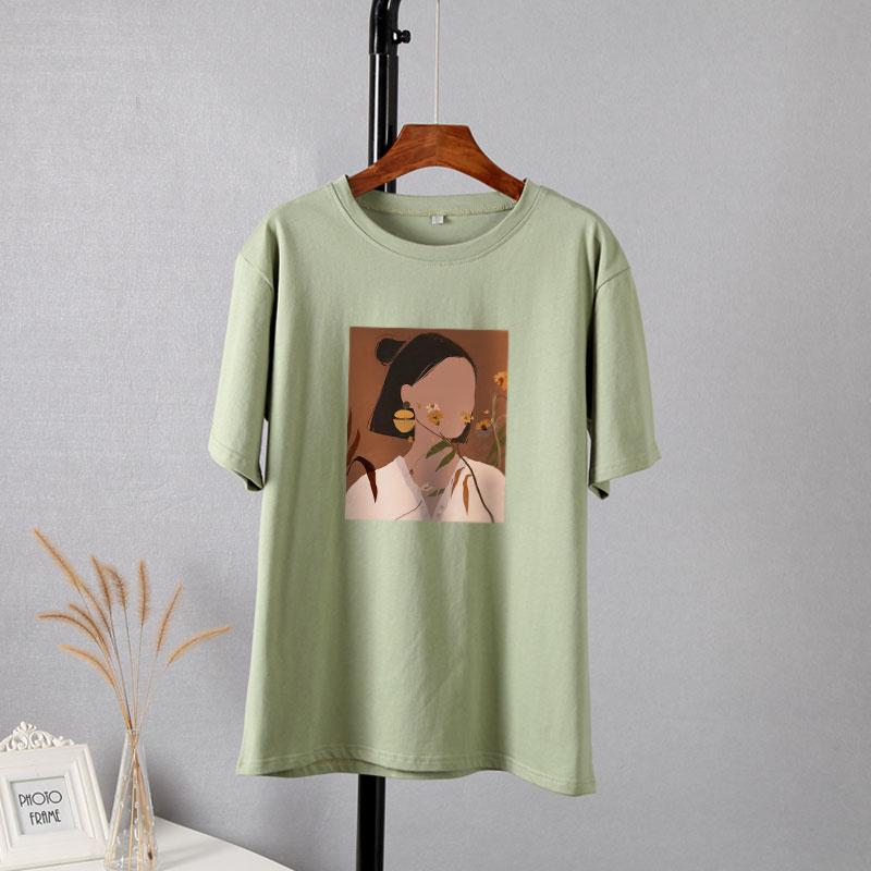 Camisetas Estéticas Estampadas de Manga Corta Hirsionsan para Mujer 2021 Verano Moda Chic Camisetas Holgadas Gráficas Góticas Tops Casuales Femeninos