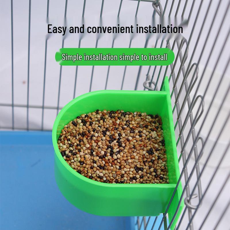 Clear Green Semicircle Bird and Rabbit Feeder Bowl - Cage Accessory