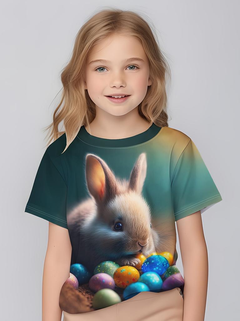 Children's Clothing Girl Clothes Short Sleeve Girl T-Shirt Kawaii Animals Print Cute Girl Top Kids Summer Clothes Girly Clothes