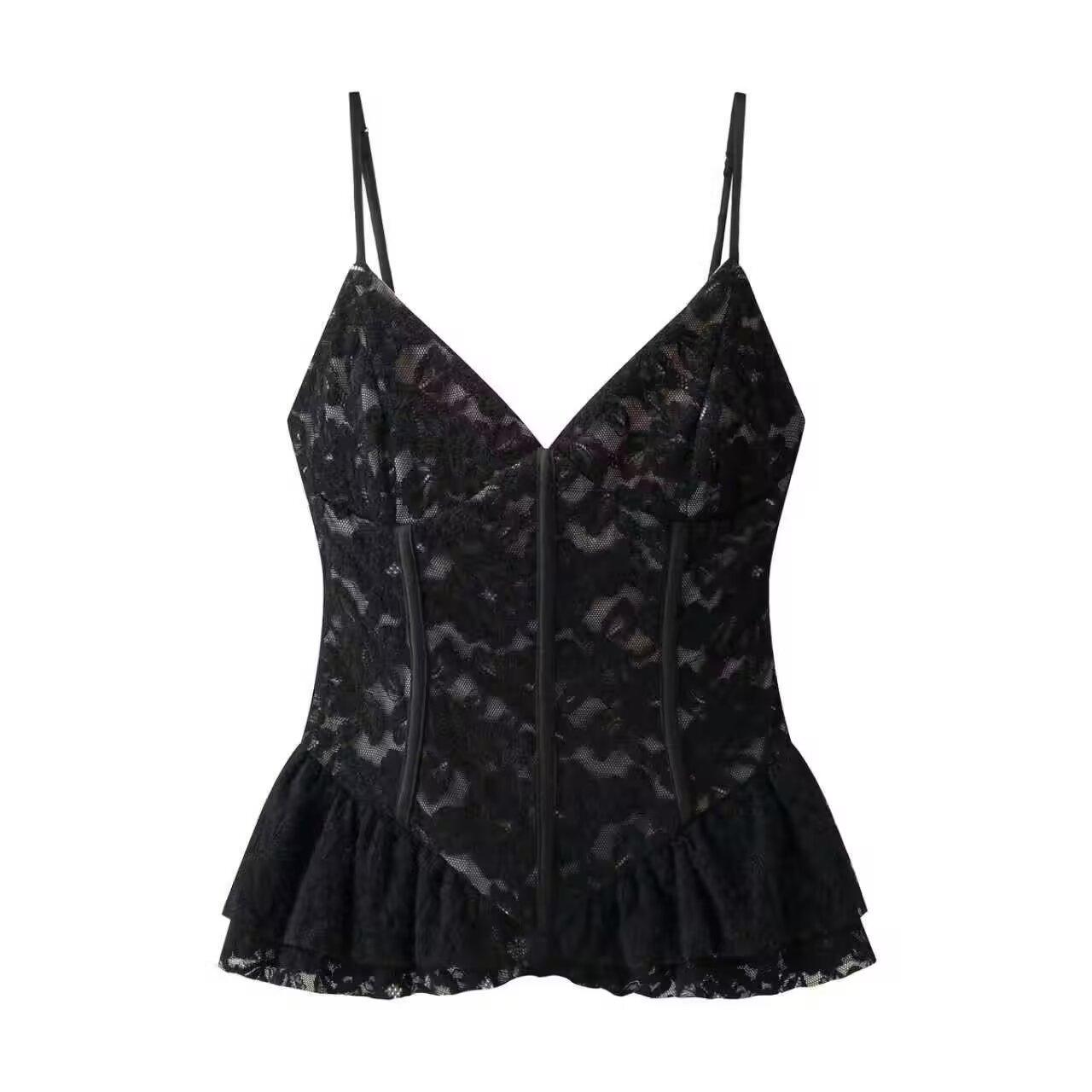 Женский кружевной топ-камисоль в европейском и американском стиле Small