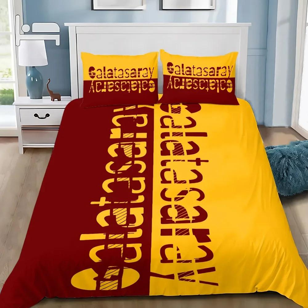 Galatasaray 3D Printed Bedding Set,Logo Football Club Duvet Cover Pillowcases for Adult Girl Boy Gift,Birthday Gift