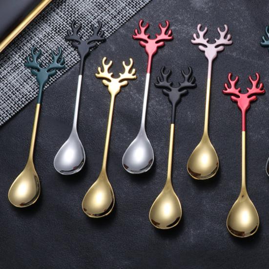 Deer Head Shape Stirring Spoon Multifunction Safe 304 Stainless Steel Spoon