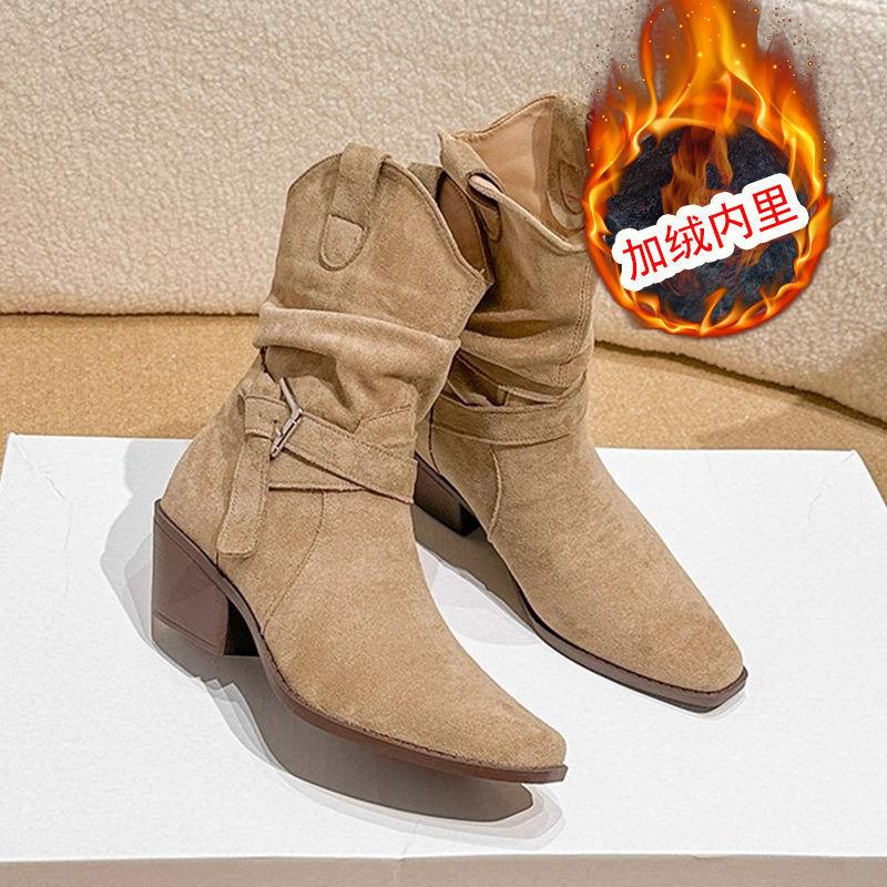 

Огромные красивые ботильоны на толстом каблуке до середины голени, женские новые осенние ботильоны на высоком каблуке Maillard, ботинки Мартин 40